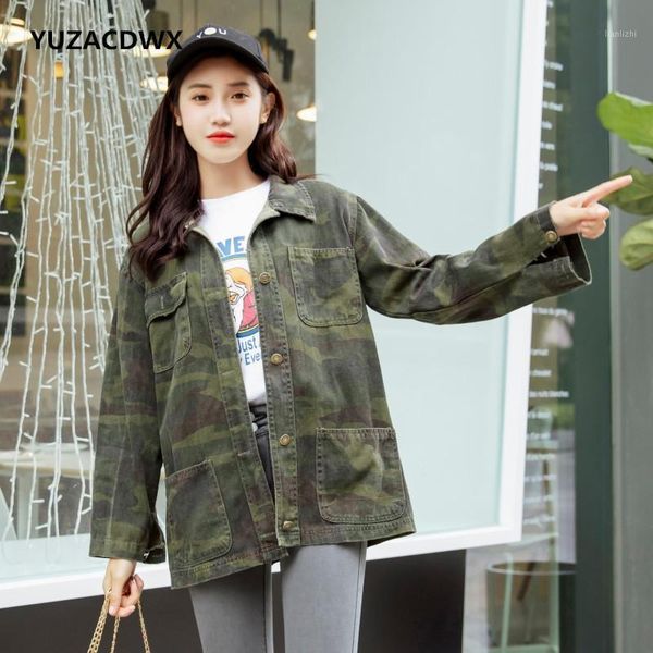 

vintage harajuku women jacket army green pockets denim jacket autumn spring jean coat tooling outdoor camouflage outwear tooling1, Black;brown