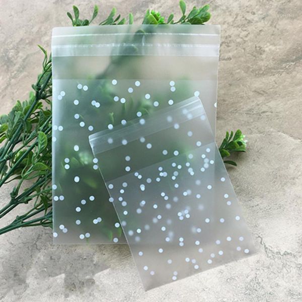 

100pcs plastic transparent cellophane polka dot candy cookie gift bag with diy self adhesive pouch wedding birthday party1