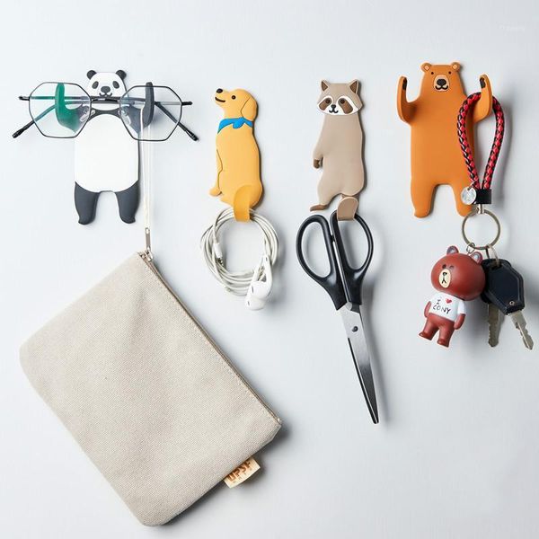 

japan self adhesive hooks cat pattern storage holder for bathroom kitchen wall hooks decorative key hanger wall animal1