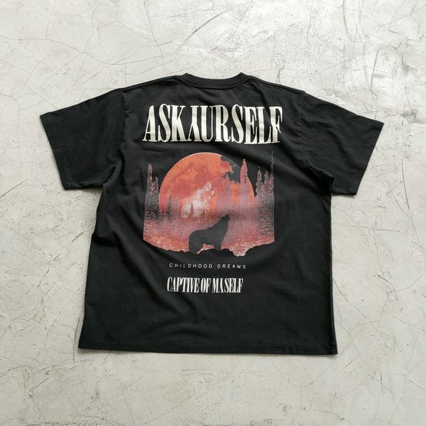 

2021 new 1:1 t-shirt men women casual askyurself t-shirts vintage style print short sleeve 2jet, White;black