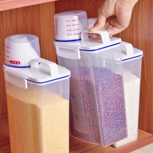 

storage bottles & jars portable home bbox suitable for cereals and oatmeal tank with measuring cup plastic ring rice sealed