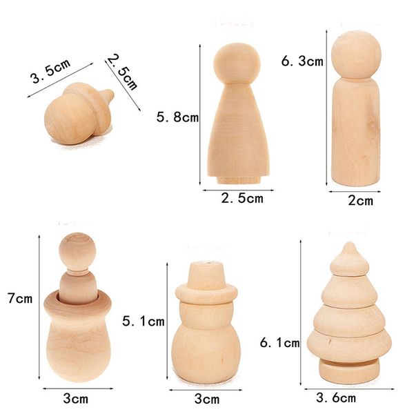 

puppet wooden peg dolls diy crafts unfinished toys children's painted doodle natural color ornaments couple kids toys