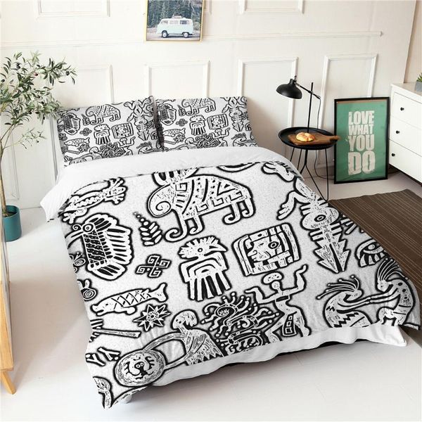 

white bedding sets totem motif quilts and duvet cover fabic home textiles winter double bed sheets