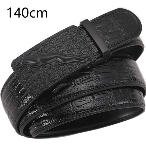 

lengthening 140cm crocodile pattern men's quality automatic buckle genuine leather men belts large size designer belt, Black;brown