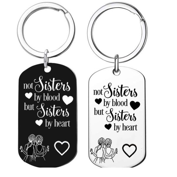 

keychain friends keyring \"not sisters by blood but sisters by heart\" friendship jewelry gift for wom jllxgw, Black