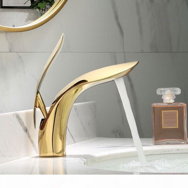 

creative brass bathroom basin faucet light luxury nordic style tap and cold mixed faucet single handle single hole sink tap