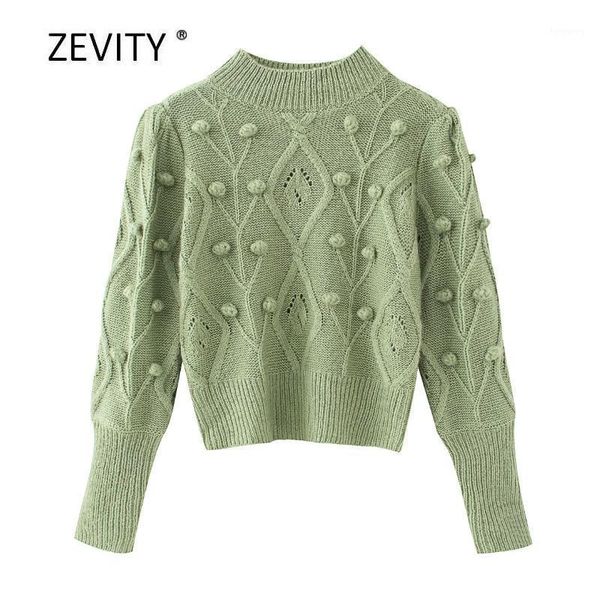 

zevity new women fashion solid color ball appliques knitting sweater ladies long sleeve casual sweaters chic pullovers s3091, White;black