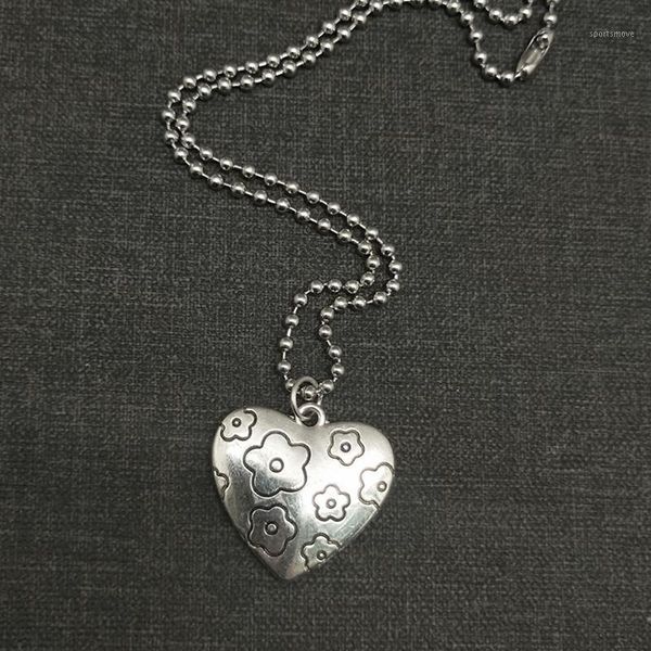 

pendant necklaces south korea ins harajuku terroir cool disco love flowers hip-hop vintage wild necklace jewelry-music of the tide1, Silver