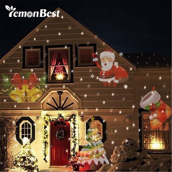 12 modelli di Natale laser fiocco di neve proiettore Halloween LED impermeabile luci da discoteca giardino di casa stella luce decorazione dell'interno Y201006