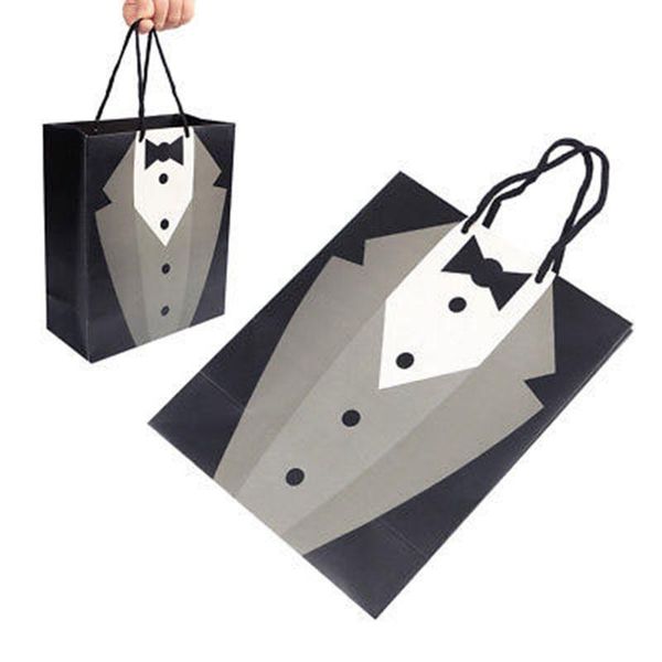 

gift wrap party bag wedding supplies home decor tuxedo paper carry bags for bridegroom gentlemen white hen