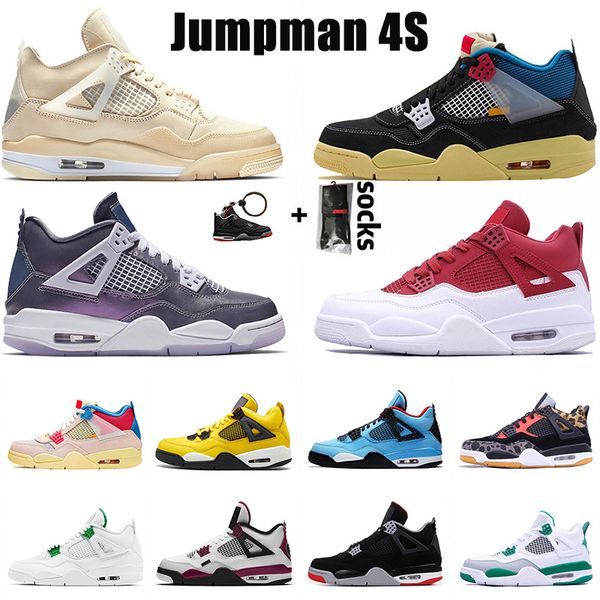 

2021 with socks jumpman designers womens mens basketball shoes 4 4s neon monsoon blue union analyzes men women sports sneakers trainers