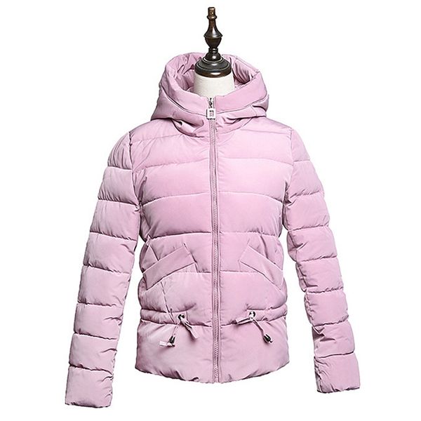 

short pleate autumn winter woman jacket warm hooded down cotton parkas female casual outwear korean cotton-padded winter coat 201030, Black