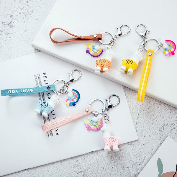 

2020 симпатичные творческие альпака ключ цепи личности металлическая трава грязевая лошадь ключ сеть пара ключ сеть сумка подвеска кольца bb