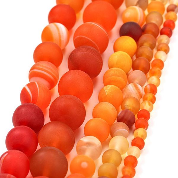 

1strand lot 4 6 8 10 12mm orange matt natural stone stripe agates round loose beads for diy bracelet jewelry makings supplies h jllvov