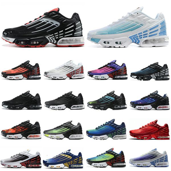 

laser blue mens tn 3 turned running shoes hyper violet tn plus 3 iii triple black silver sunset womens trainers sneakers chaussures 36-45, White;red