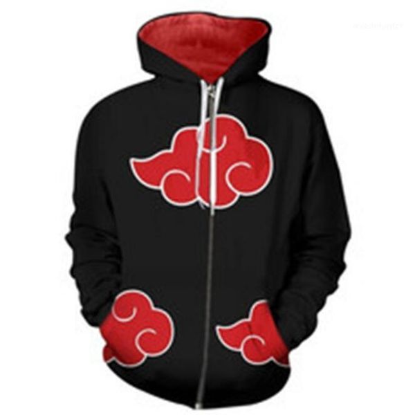 

men's hoodies & sweatshirts 3d printing mens contrast color manga colors long sleeve hooded sweat cardigan sweatshirts1, Black