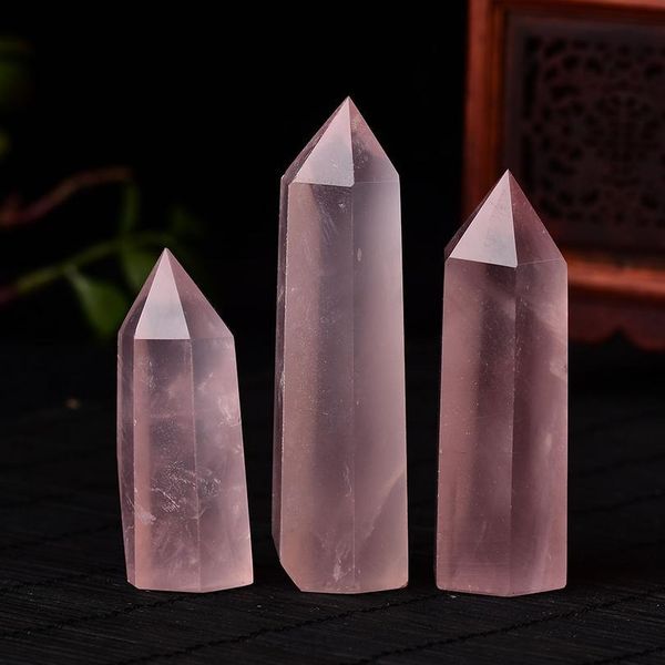 

natural crystal rose quartz point healing stone hexagonal prisms 50-80mm obelisk wand treatment ornaments stone diy jllqyn, Black