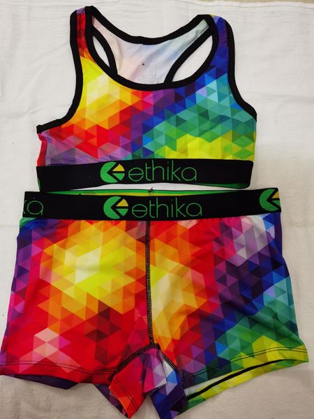 

ethika women fashion swimsuit crop vest + swim shorts trunks boxers 2 piece set tracksuit patchwork shark camo swimwear running suit, Gray