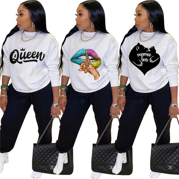 

women letter tracksuit casual 2 piece set sports outfits long sleeve hoodieslegging fall winter clothing plus size slim jogger suit 4297, White