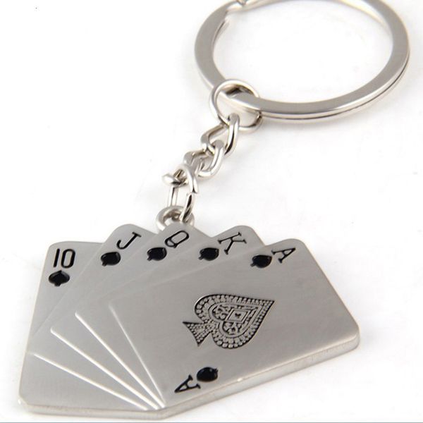 

metal hearts spade flush creative poker key chaina73t, Silver