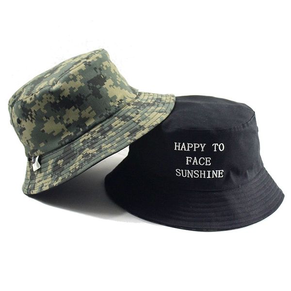

big bone men plus size fishing hat man two sides wear black camo sun hats woman large size bucket hats 60-62cm 63-64cm y200714, Blue;gray