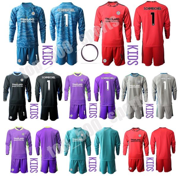 

2020 2021 long sleeve youth schmeichel 20 21 goalkeeper jerseys kids kit soccer sets 1 kasper schmeichel boys ward child goalie uniform set, Black