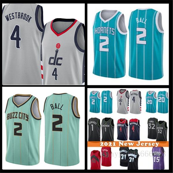 

mens 4 russell lamelo 2 ball westbrook basketball jersey gordon 20 hayward kevin 21 garnett anthony 1 edwards karl-anthony 32 towns ivory, Black;red
