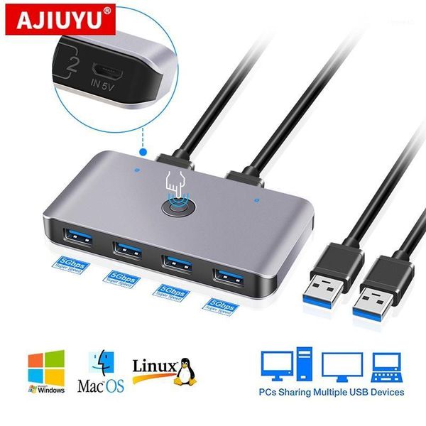 

ajiuyu usb kvm switch box usb 3.0 2.0 switcher 2 port pcs sharing 4 devices for keyboard mouse printer monitor with 2 cables1