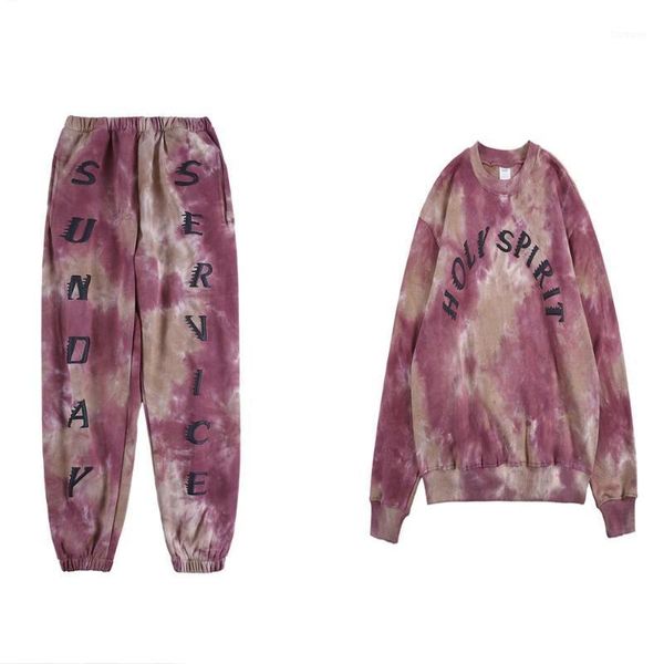 

hip hop guard pants retro tie-dye high street men women washed to do old oversize loose graffiti harajuku trousers1, Black