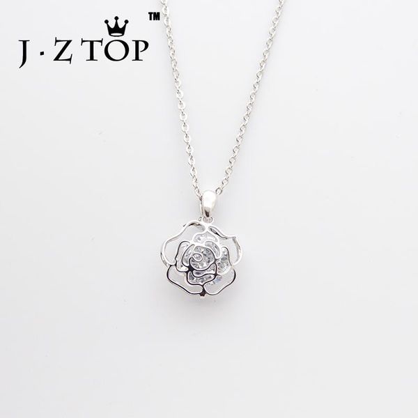 

chokers jzflower zircon necklace hollow roses geometry pendant choker female exquisite banquet party collier jewelry gift, Golden;silver