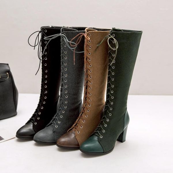 

2019 winter new high-heeled boots women style fashion simple stitching decorative thick heel comfortable casual boots1, Black