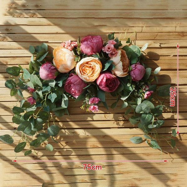 

diy wedding peony backdrop artificial flowers hanging wreath handmade swag table runner centerpiece fake garland home decor1