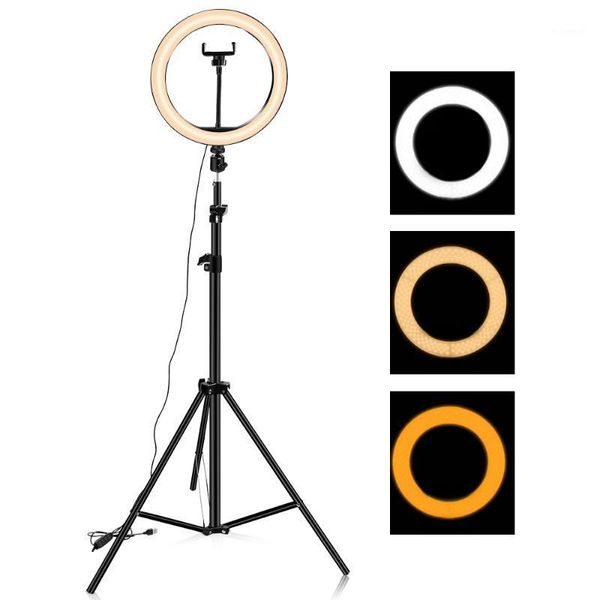 

flash heads 10/6 inch dimmable led ring light lamp with long tripod for phone annular studio manicure live broadcast1