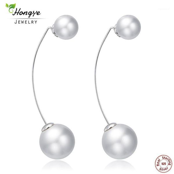 

Hongye 925 Sterling Silver Charm Retro Long Double Pearl Drop Earrings For Women Fashion Freshwater Pearl Jewelry Wedding Gifts1