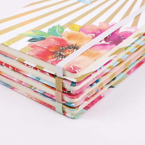 

a5 notebook agenda planner organizer journals diaries book floral printed hardcover notepad with elastic closure banded dda2872