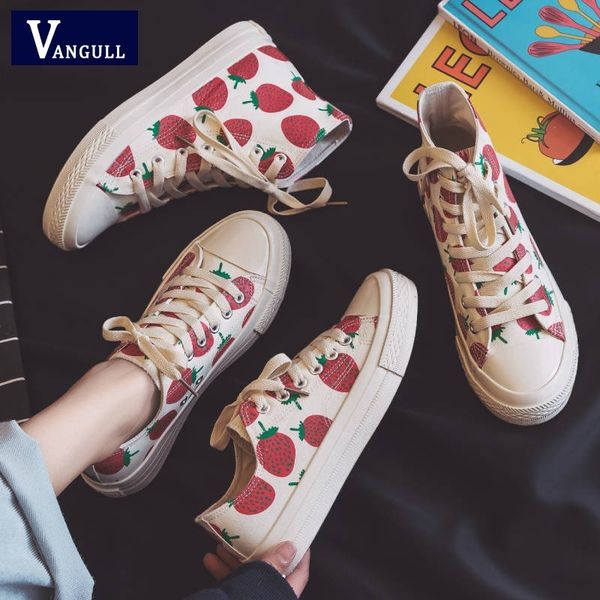 

ins women's 22-25 cm length strawberry plate web celebrity white cute cartoon high-low-shoes y200801, Black