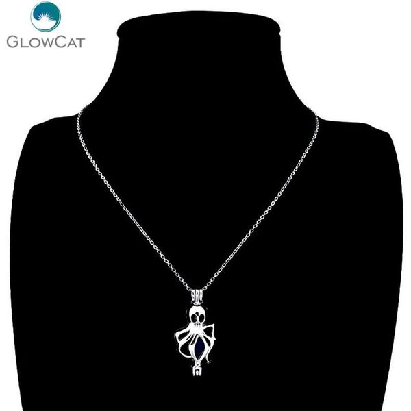 

k185 серебряные устрицы кейдж-морская морская осьминог медальёное ожерелье ожерелье из нержавеющей цепи аромат эфирное масло диффузор местью, Black