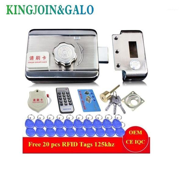 

single/double access door & gate access control system electronic integrated rfid motorized lock with rfid reader 20pcs id tags1