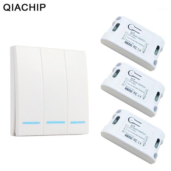 

qiachip 433mhz smart wireless switch light rf remote control ac 110v 220v receiver wall panel push button bedroom ceiling lamp1