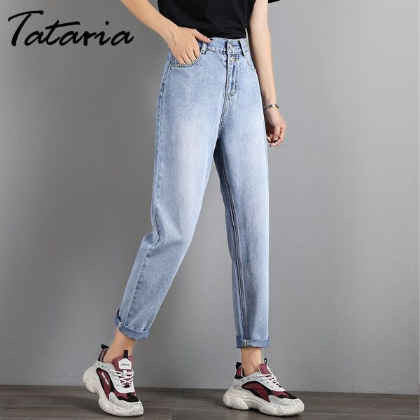 

women's jeans tataria autumn for women high waist ankle length denim pants casual boyfriend harem loose vintage, Blue