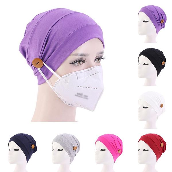 

beanie/skull caps women warm winter headscarf bonnet inner hijabs cap 1pc casual knitted hat elastic solid color cotton blends, Blue;gray