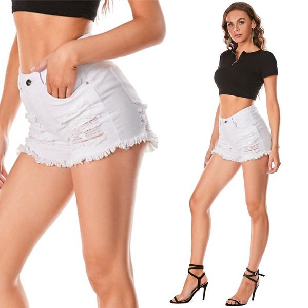

women's jeans spring style korean denim shorts female summer curled edge hole fashion thin and ladies women, Blue