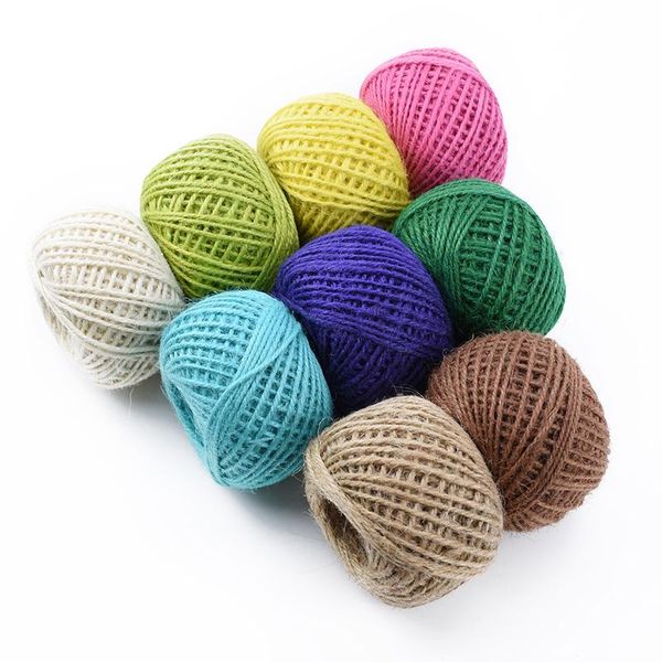 

50 метров оптовая пенькая веревка многоцветный diy подарочная коробка рождественские ремесла материалы свадебные украшения дома аксессуары н