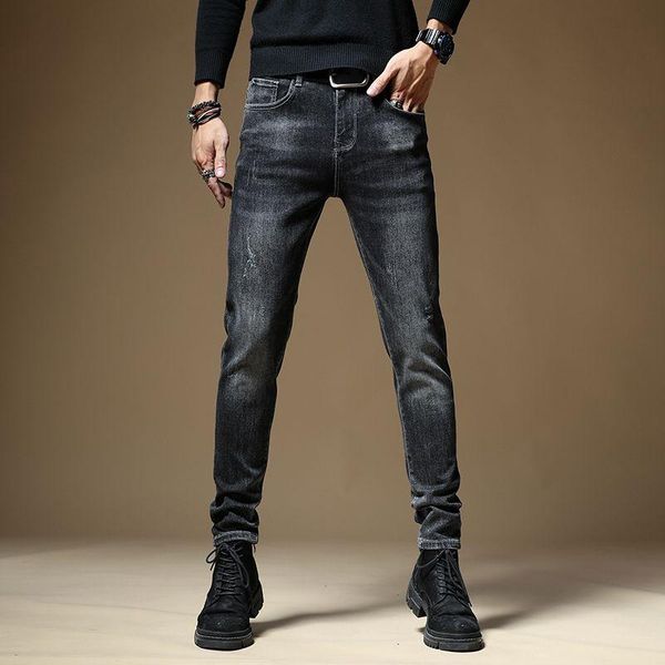 

men's jeans 2021 winter models straight fashion classic men leisure long pants, Blue