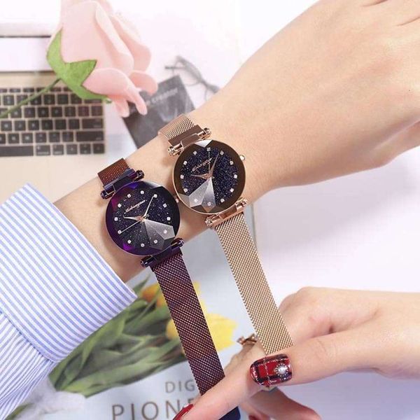 

star slick female watch, korean fashion voice, the same tiktok, diamond net, waterproof net, ladies' watch, Slivery;brown