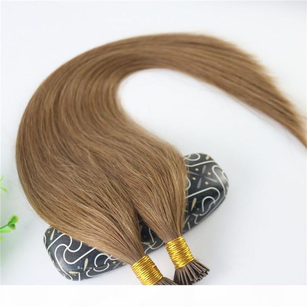 

medium brown #6 stick-tip extensions brazilian human hair 100strands 100gram straight keratin i-tip human hair extensions