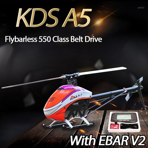 

kds agile a5 6ch 3d flybarless 550 class belt drive rc helicopter kit with ebar v2 gyro'1