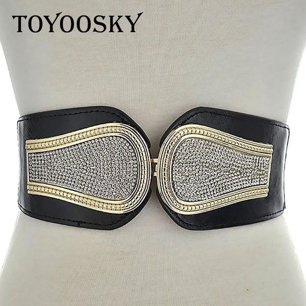

toyoosky women waist belts 2020 new arrival diamond printed double buckle waistband hup women black leather western for, Black;brown