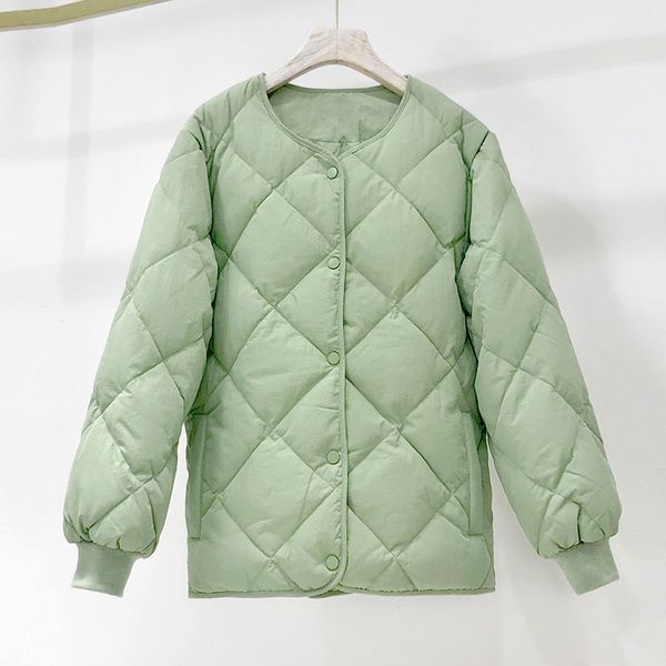 

2021 new women autumn ultra light white short jacket single breasted long sleeve down parkas female coat o08l, Black