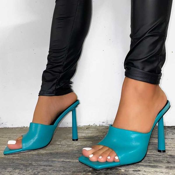 

sandals solid concise square toe high heel summer comfortable women casual shoes fashion home outside slide, Black